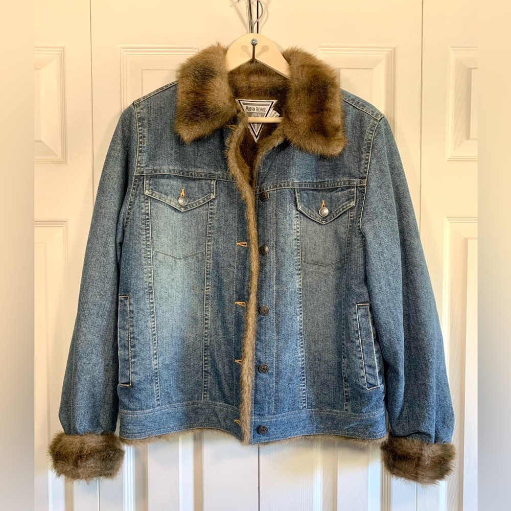 🌠🧥 Vintage Faux Fur lined Jacket by Marvin Richards ✨ - Picture 2 of 8